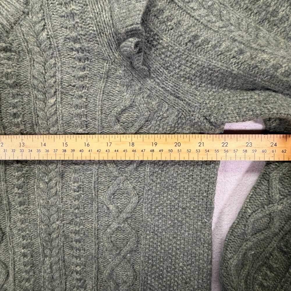 Madewell Womens Sweater Regular Green Ruffle Cable Knit Merino Wool Large - Picture 3 of 7